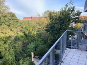 Blick vom Balkon ins Grüne